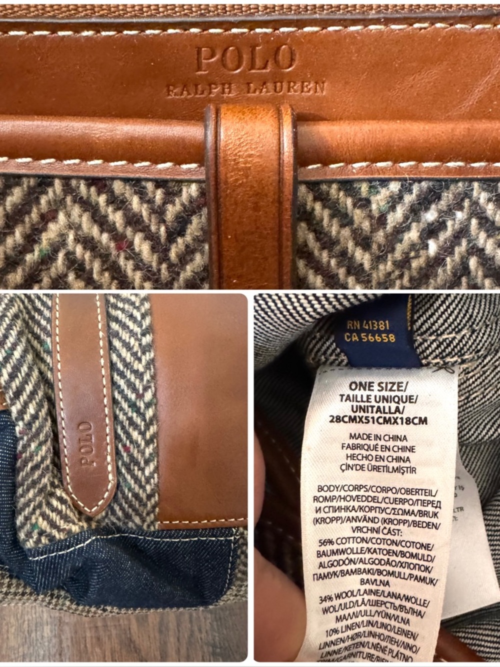 RALPH LAUREN POLO tweed and leather tote, one size, NWOT - Picture 16 of 16